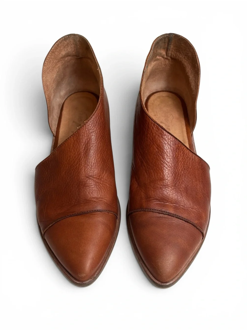 Free People Brown Leather D'Orsay Flats